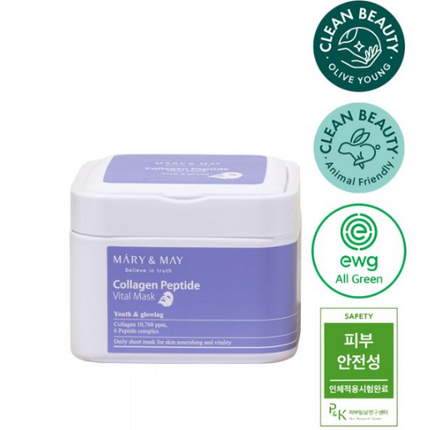 MARY & MAY Collagen Peptide Vital Mask Pack (30 sheets)