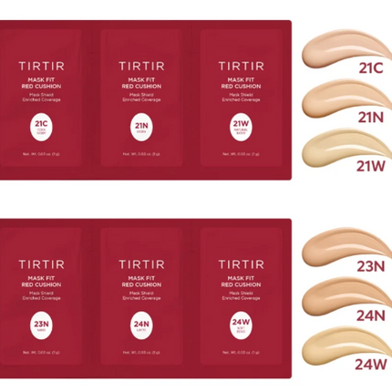 TIRTIR Mask Fit Red Cushion 6 Shade Trial Kit - 6 Colors [Light Medium] (21C-24W)