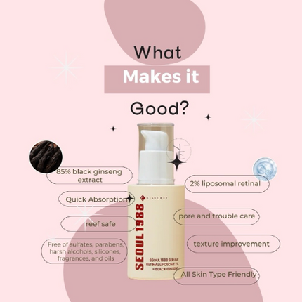 K-SECRET SEOUL 1988 Serum: Retinal Liposome 2% + Black Ginseng 30ml