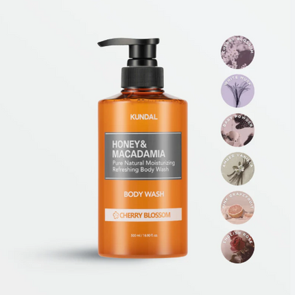 Kundal Honey & Macadamia Pure Body Wash - Cherry Blossom 500ml