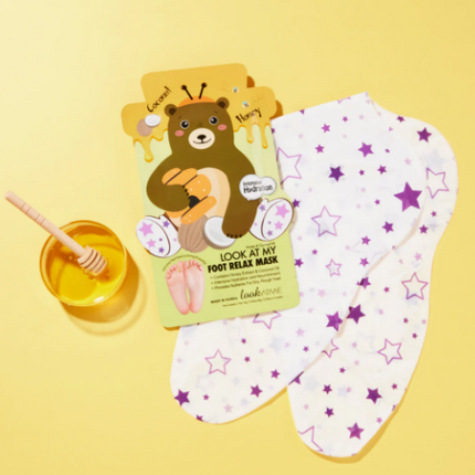 LOOK AT ME Foot Peel Mask Coconut & Honey BEAR 1 ζευγάρι