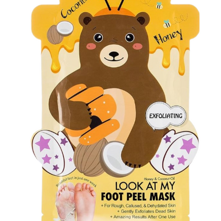 LOOK AT ME Foot Peel Mask Coconut & Honey BEAR 1 ζευγάρι